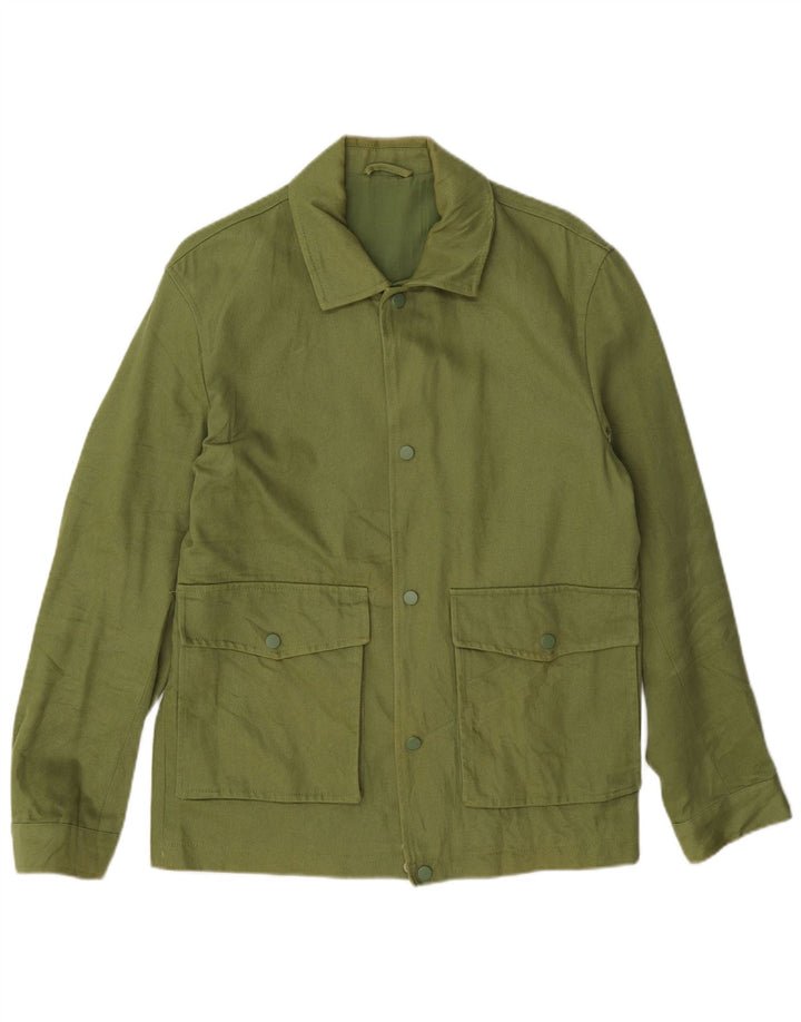 Zara Mens Bomber Jacket UK 36 Pequeno Algodão Verde