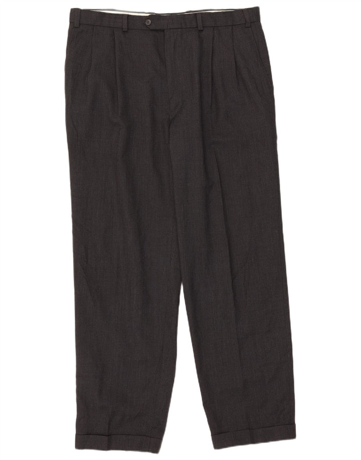 Calça masculina de terno Marks & Spencer W38 L31 cinza Houndstooth