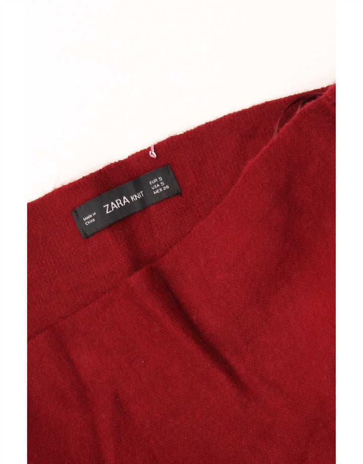 Zara Saia feminina de malha larga pequena W26 Borgonha