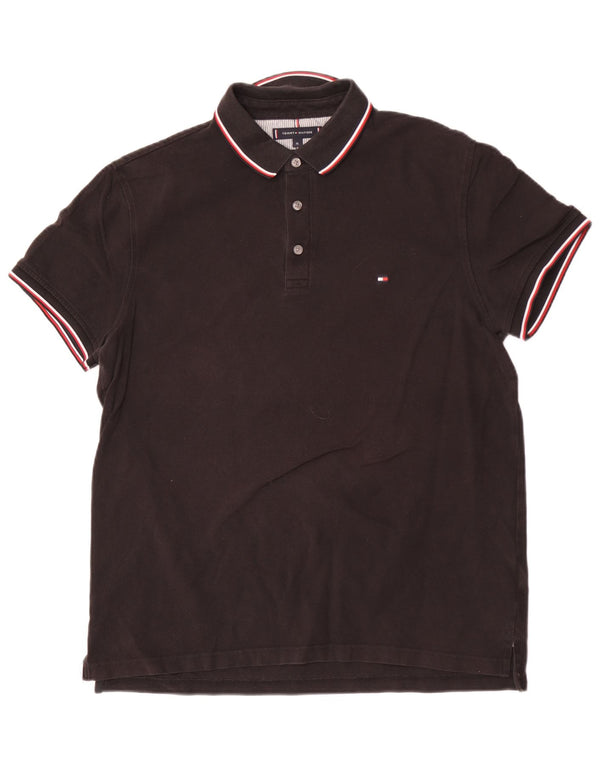 Camisa polo masculina Tommy Hilfiger Slim Fit XL algodão preto