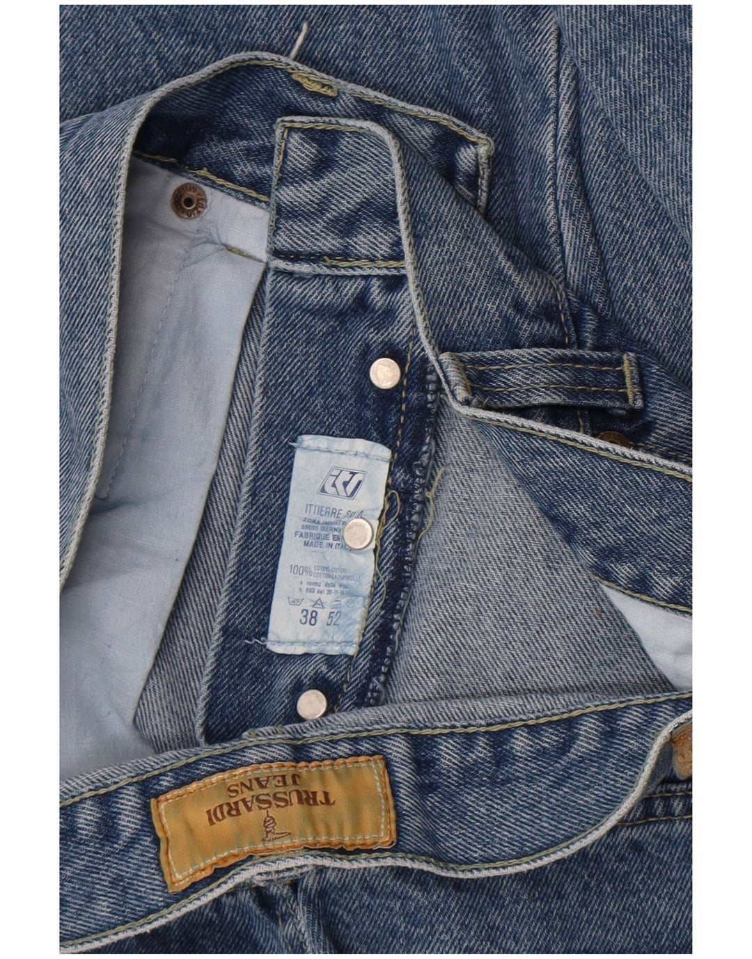 Jeans retos femininos Trussardi W38 L29 algodão azul