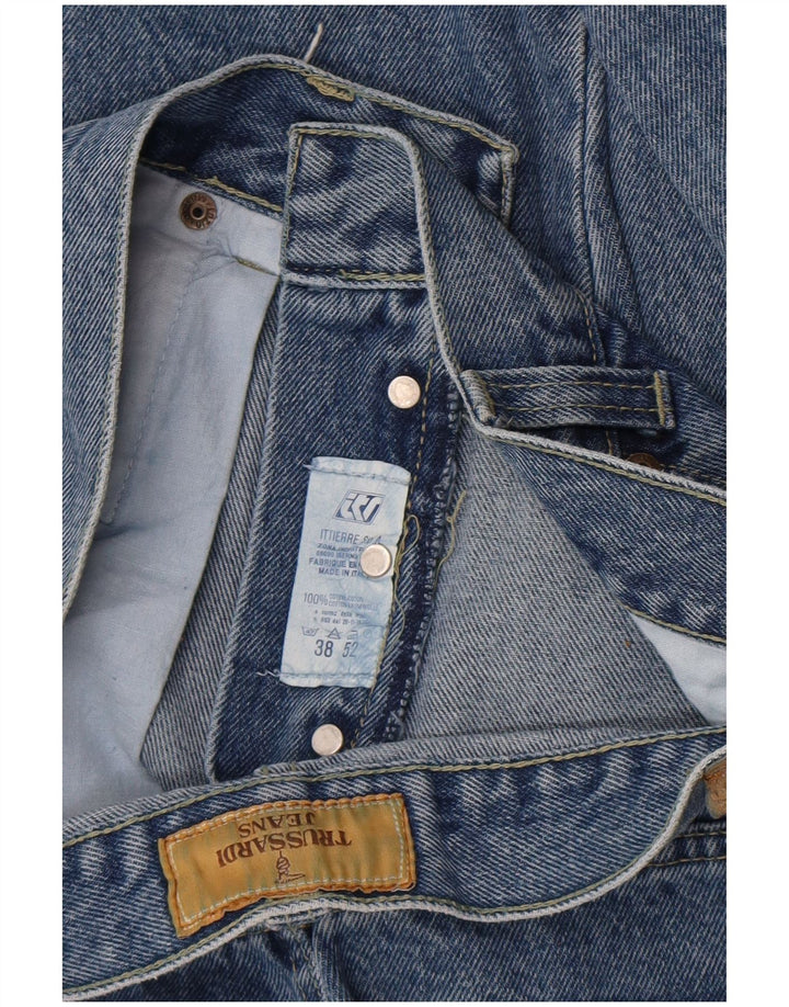 Jeans retos femininos Trussardi W38 L29 algodão azul