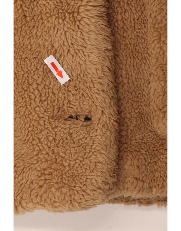 Zara Jaqueta Sherpa Feminina Oversized Reino Unido 6 XS Marrom Poliéster