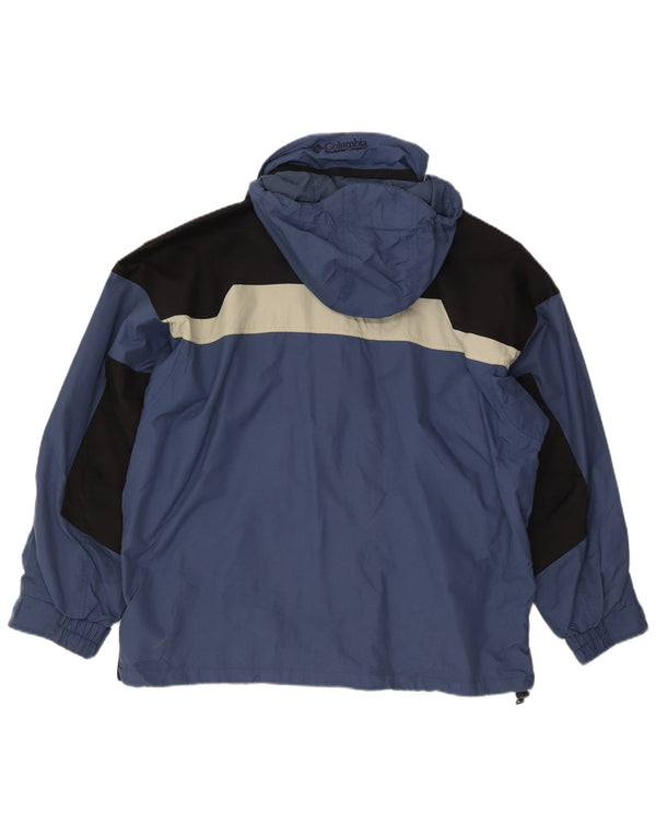 Jaqueta corta-vento masculina Champion com capuz UK 40 grande azul colorblock nylon