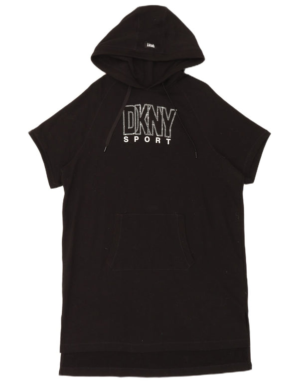 Dkny Vestido feminino com capuz grande e gráfico UK 6 XS algodão preto