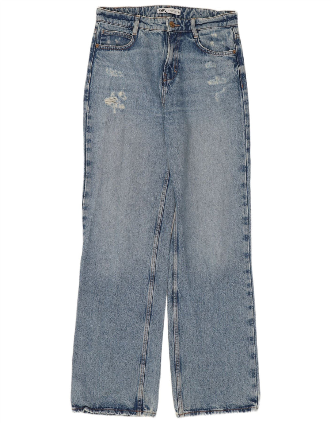 ZARA Jeans feminino com corte bootcut desgastado EU 36 XS W26 L32 Azul