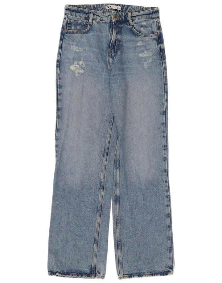 ZARA Jeans feminino com corte bootcut desgastado EU 36 XS W26 L32 Azul