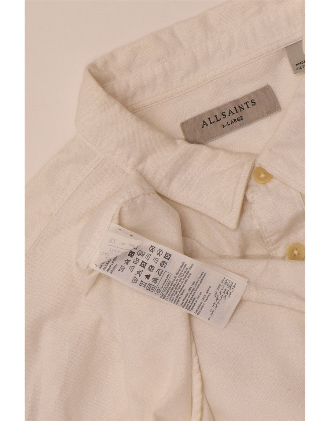 Camisa masculina ALL SAINTS XL algodão branco