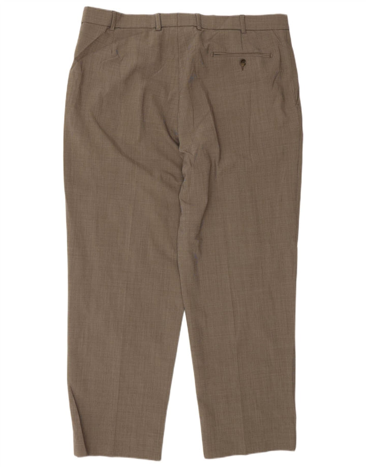 Calça masculina Marks & Spencer sob medida com pregas W38 L29 cinza poliacrílico
