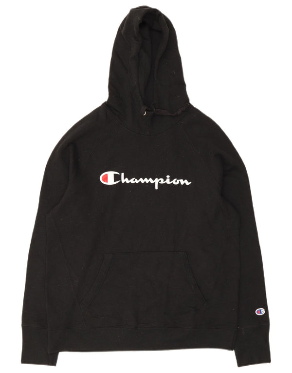 Jumper com capuz gráfico masculino Champion médio preto poliéster