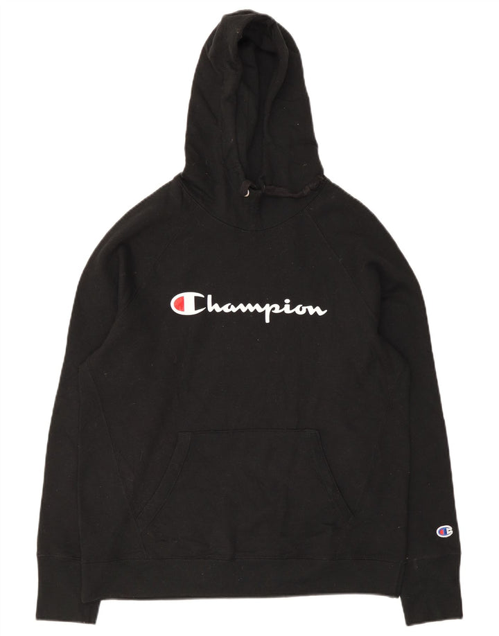 Jumper com capuz gráfico masculino Champion médio preto poliéster