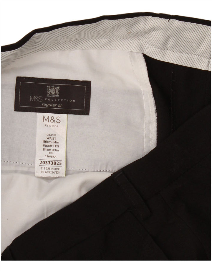 Calça masculina Marks & Spencer reta regular fit W34 L33 preta
