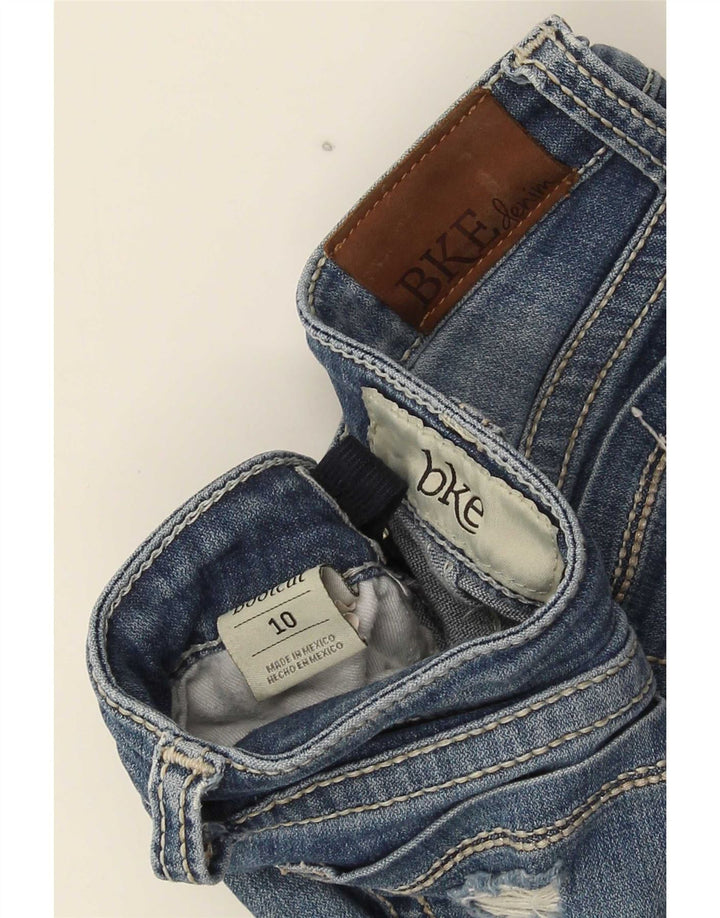 Jeans femininos BKE alargados desgastados 9-10 anos W24 L25 azul