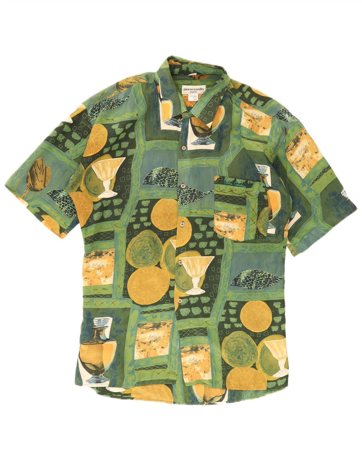 Camisa masculina Pierre Cardin com padrão abstrato tamanho 43/44 grande multicolorida