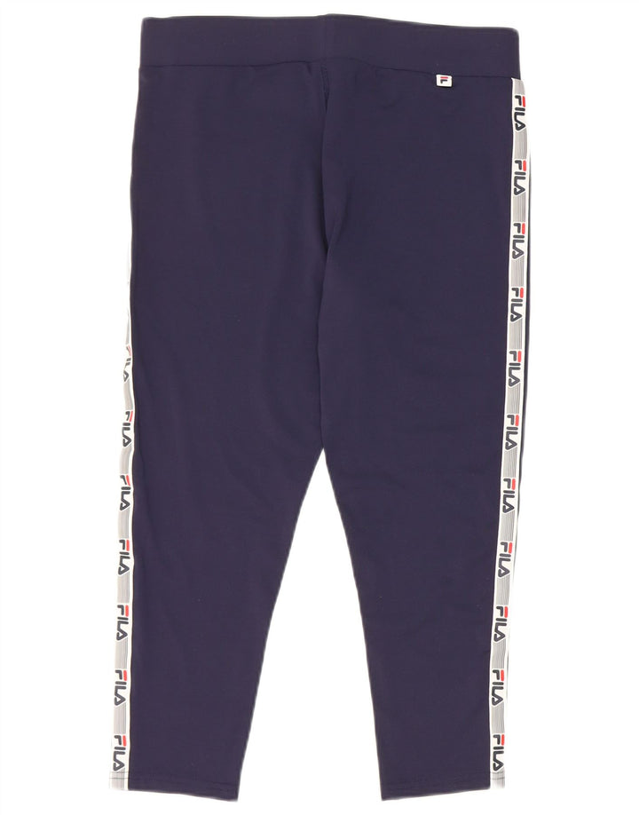 Fila Womens Graphic Capri Leggings UK 14 Médio Azul Marinho Colorblock