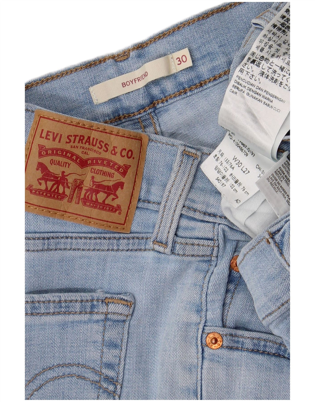 Calça jeans feminina Boyfriend Slim LEVI'S W30 L27 algodão azul