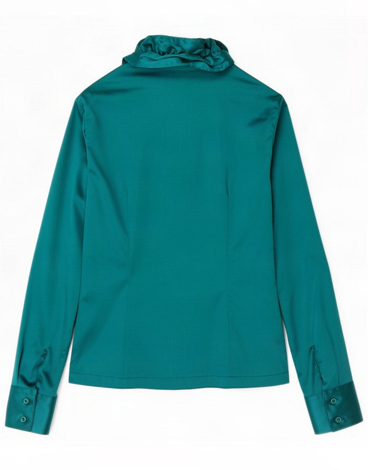 Naracamicie Blusa feminina com babados na frente UK 10 poliéster verde pequeno