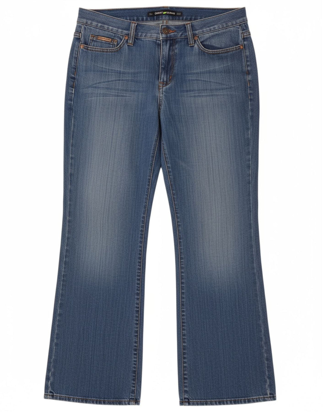 Calça jeans feminina DKNY Bootcut US 10 grande W32 L31 algodão azul