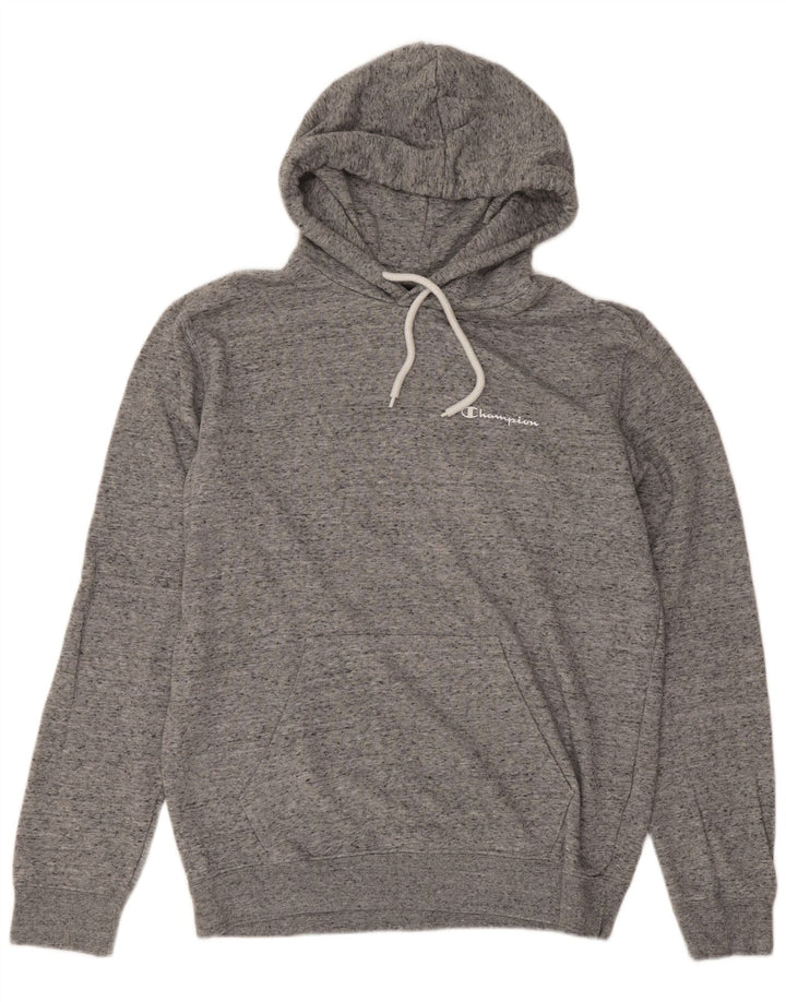 Jumper com capuz masculino Champion algodão manchado cinza médio