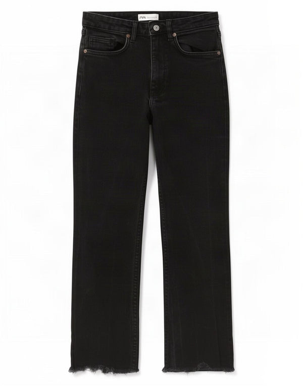Calça jeans reta feminina Zara EU 34 2XS W24 L24 preta