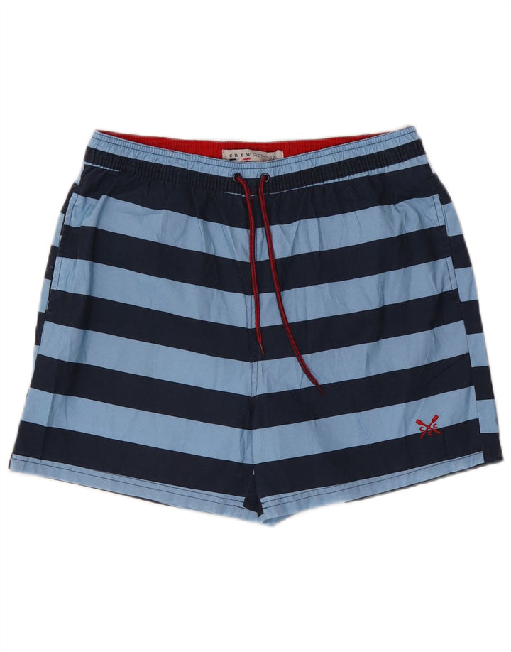 CREW CLOTHING Shorts de natação masculino poliéster listrado azul médio
