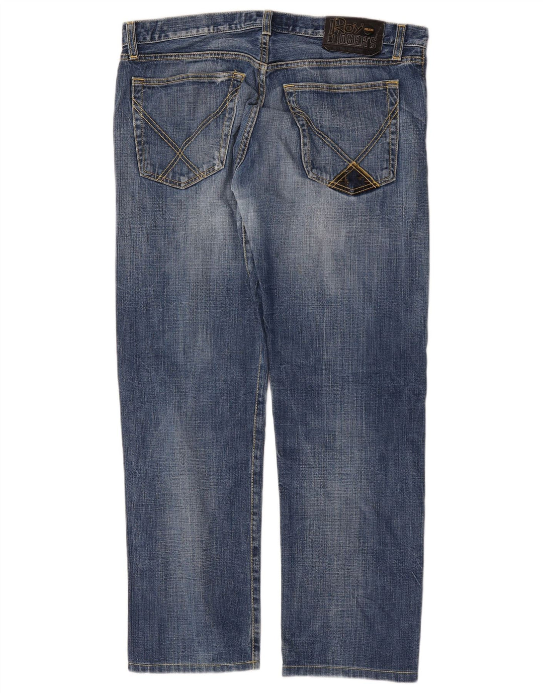 Calça jeans reta masculina Roy Rogers desgastada W35 L29 azul