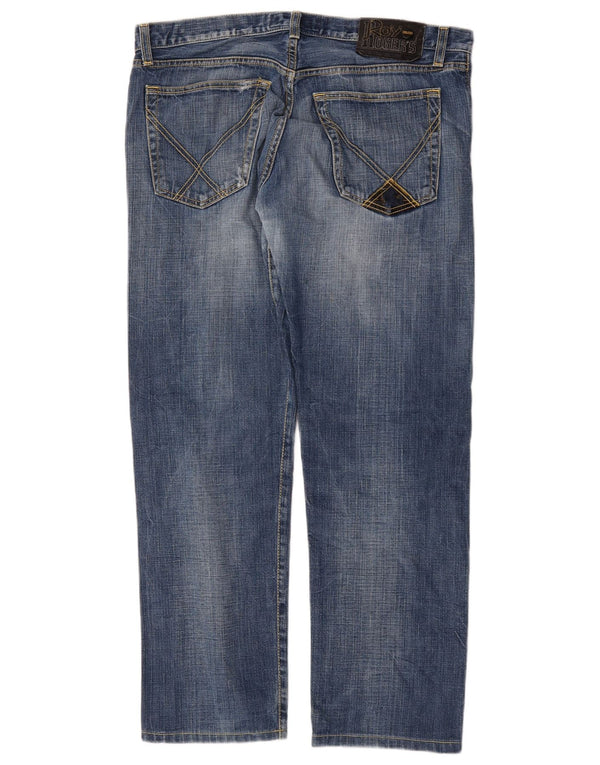 Calça jeans reta masculina Roy Rogers desgastada W35 L29 azul