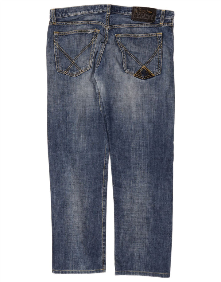 Calça jeans reta masculina Roy Rogers desgastada W35 L29 azul