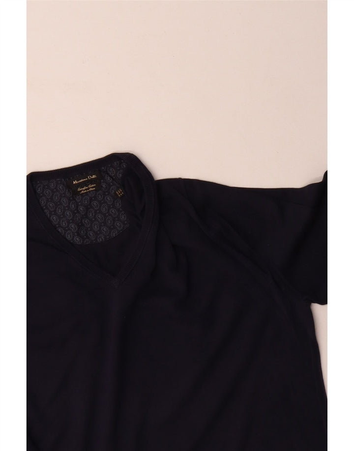 Suéter masculino MASSIMO DUTTI com decote em V azul marinho médio