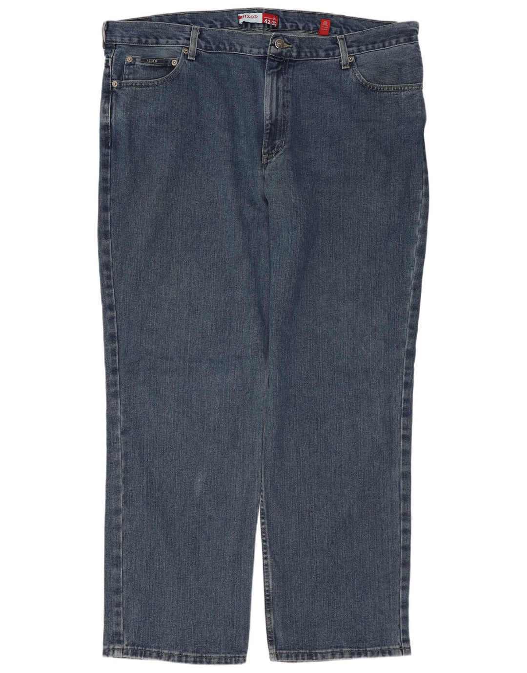 IZOD Calça jeans reta masculina W42 L32 algodão azul