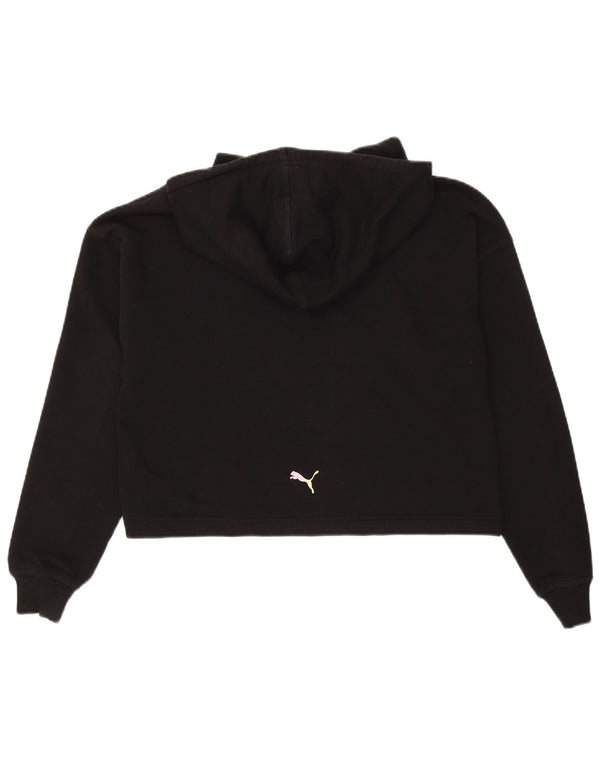 Puma feminino oversized crop gráfico moletom com capuz UK 6 XS algodão preto