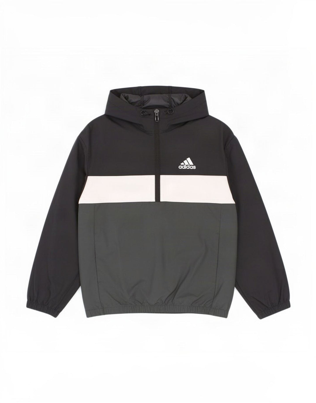 Adidas meninos pulôver com capuz jaqueta de chuva 7-8 anos preto colorblock