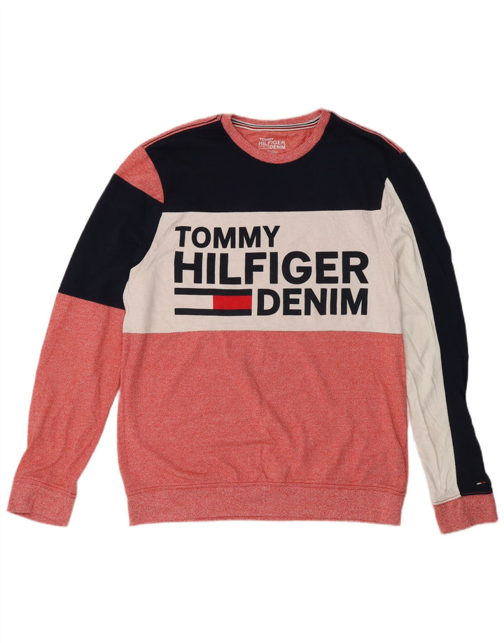 Suéter feminino TOMMY HILFIGER Reino Unido 14 bloco colorido vermelho médio