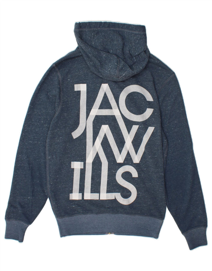 JACK WILLS Mens Graphic Zip Hoodie Sweater XS Blue Flecked Vintage Jack Wills and Second-Hand Jack Wills from Messina Hembry 