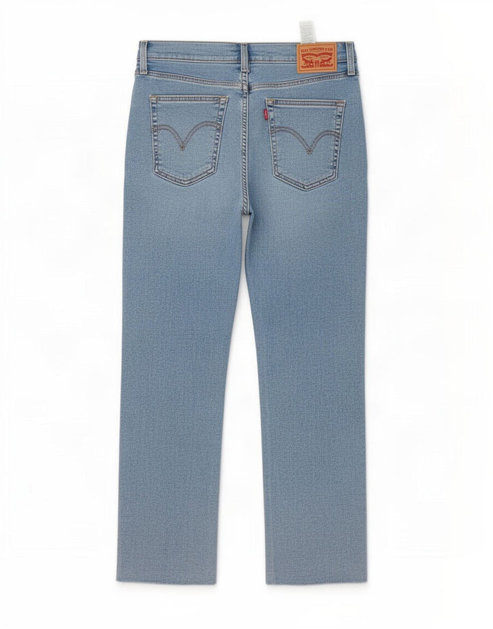 Calça jeans reta feminina Levi's desgastada W30 L27 algodão azul