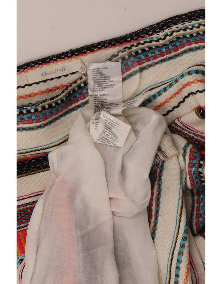 Mini saia feminina White Stuff UK 12 médio W32 algodão listrado multicolorido