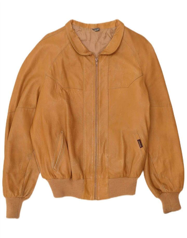 Jaqueta de couro masculina vintage UK 38 couro marrom médio