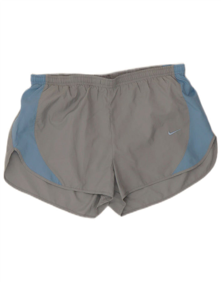 Shorts esportivos masculinos Nike Dri Fit cinza médio colorblock poliéster