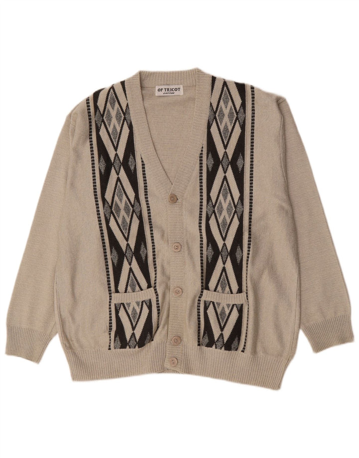 Suéter Cardigan Masculino Vintage XL Cinza Argyle/Algodão Diamante