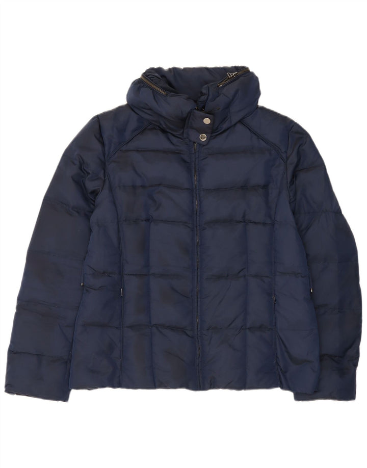 Jaqueta acolchoada feminina Zara UK 18 XL azul marinho nylon