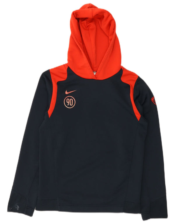 Jumper gráfico com capuz Nike Boys 12-13 anos grande bloco colorido azul marinho