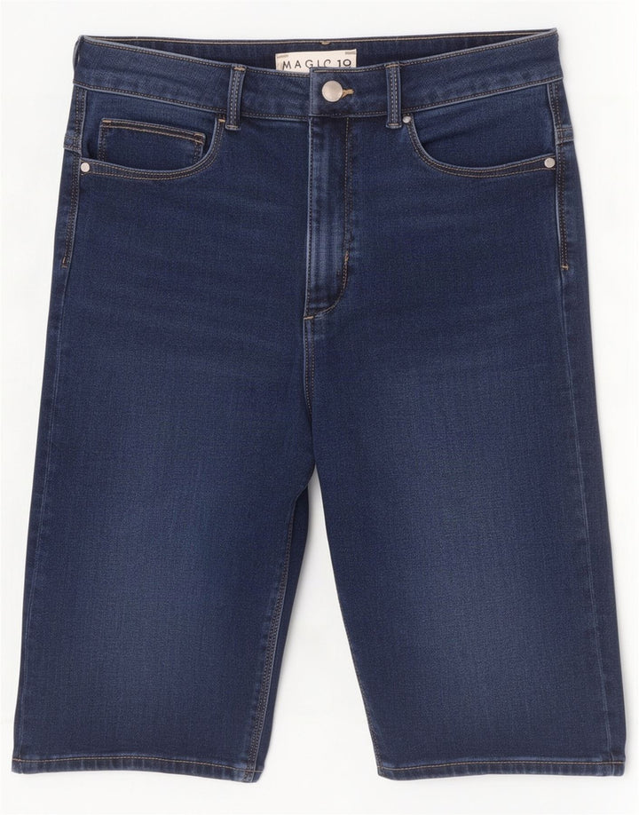 Shorts jeans feminino Marks & Spencer Magic UK 12 médio W28 azul marinho