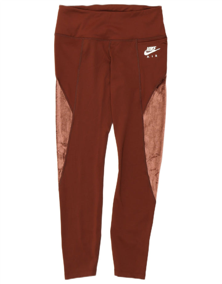 Nike Womens Dri Fit Leggings UK 12 Medium Brown Colourblock Poliéster