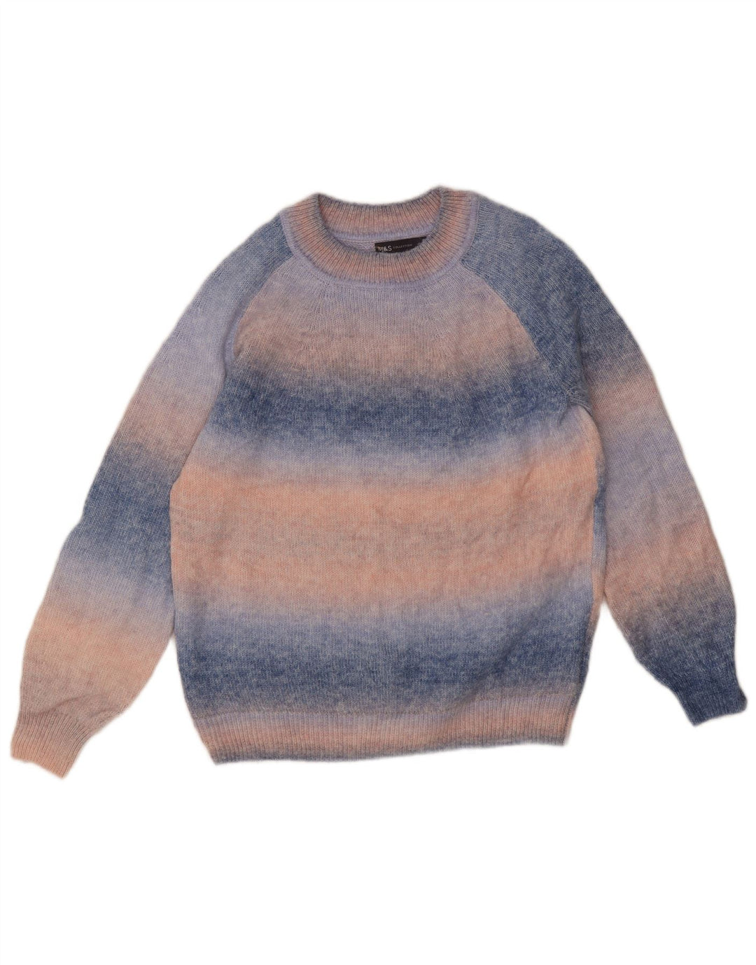 Suéter masculino Marks & Spencer com gola redonda e pequeno azul tie-dye acrílico