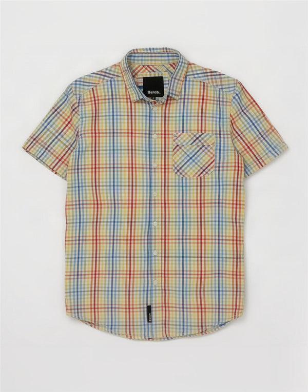 Camisa masculina de manga curta Bench grande algodão xadrez multicolorido