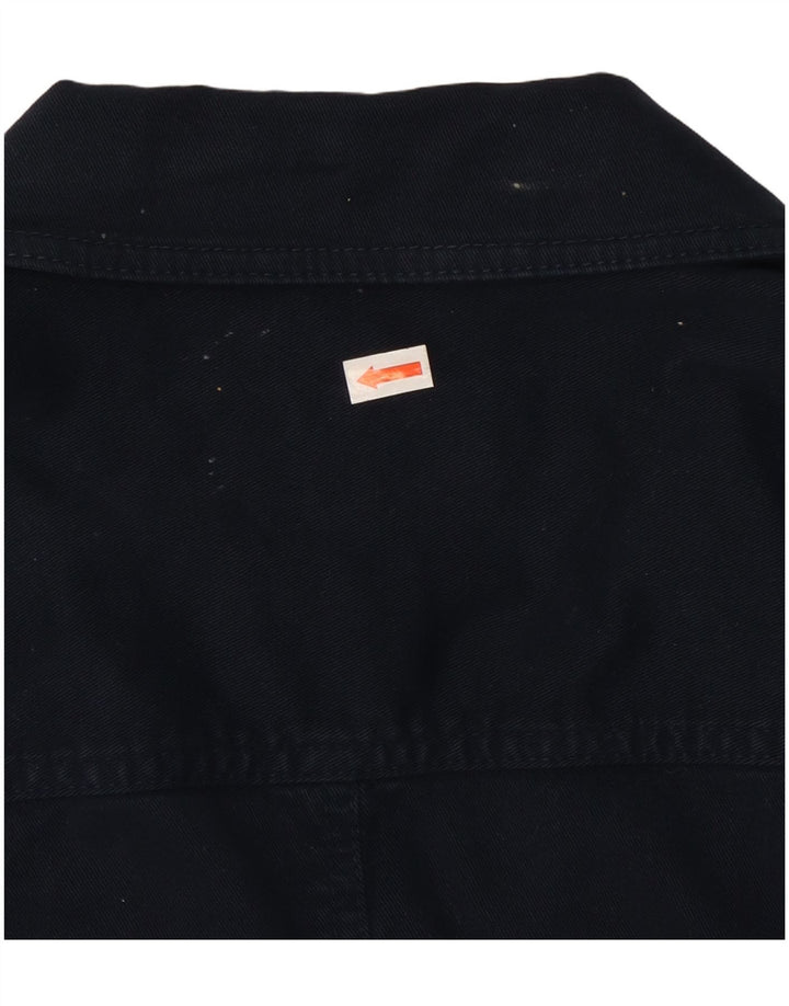 LAURA ASHLEY Jaqueta blazer feminina de 2 botões Reino Unido 12 algodão azul marinho médio