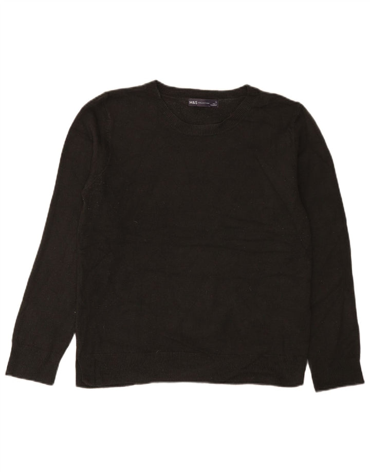 Suéter feminino Marks & Spencer com gola redonda Reino Unido 12 acrílico preto médio