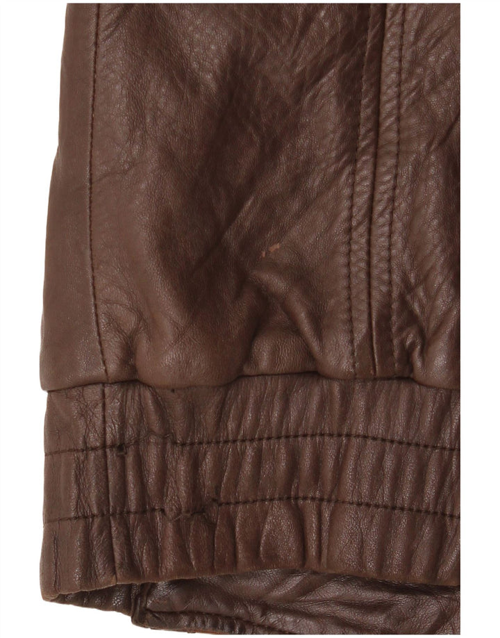 Jaqueta de couro feminina VINTAGE UK 14 marrom médio Argyle/couro diamante