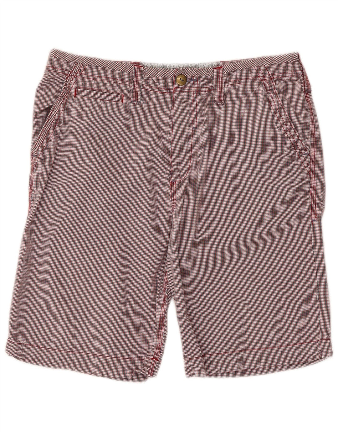 WHITE STUFF Mens Chino Shorts W34 Grande Algodão Gingham Vermelho