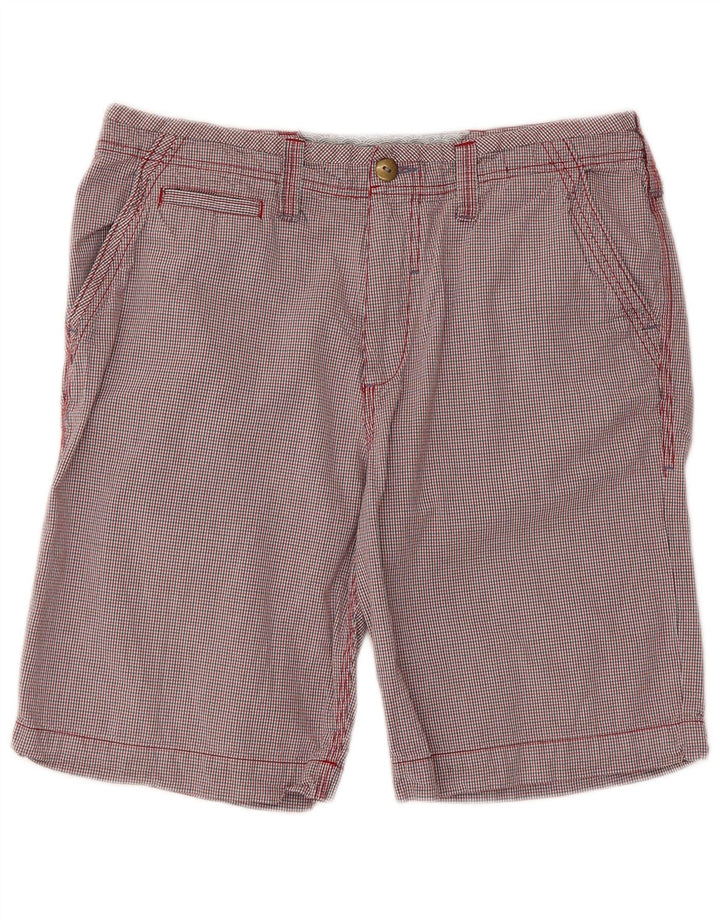 WHITE STUFF Mens Chino Shorts W34 Grande Algodão Gingham Vermelho